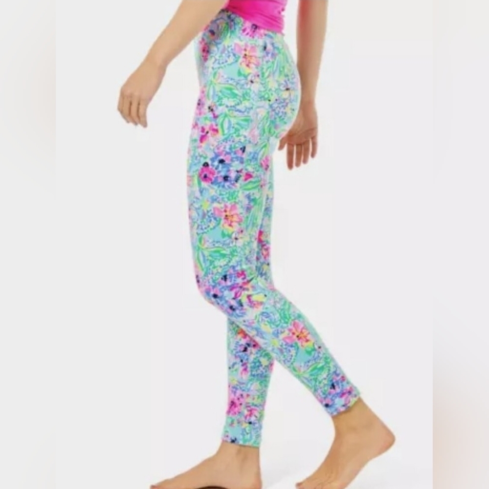 Lilly Pulitzer High-Rise Leggings Amalfi Blue Alligator Isle - Picture 2 of 6